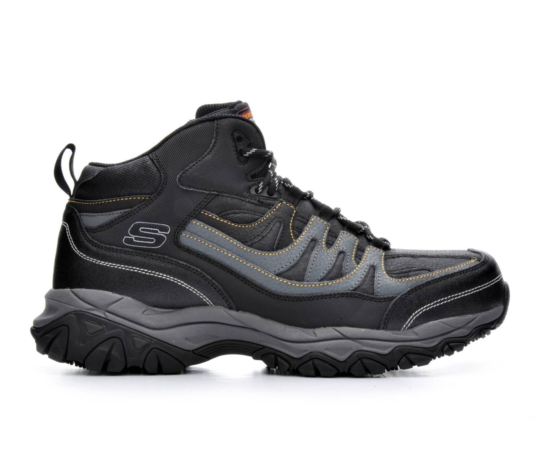 Skechers Work Rebem 77108 Steel Toe Men's Boots (Black Leather)