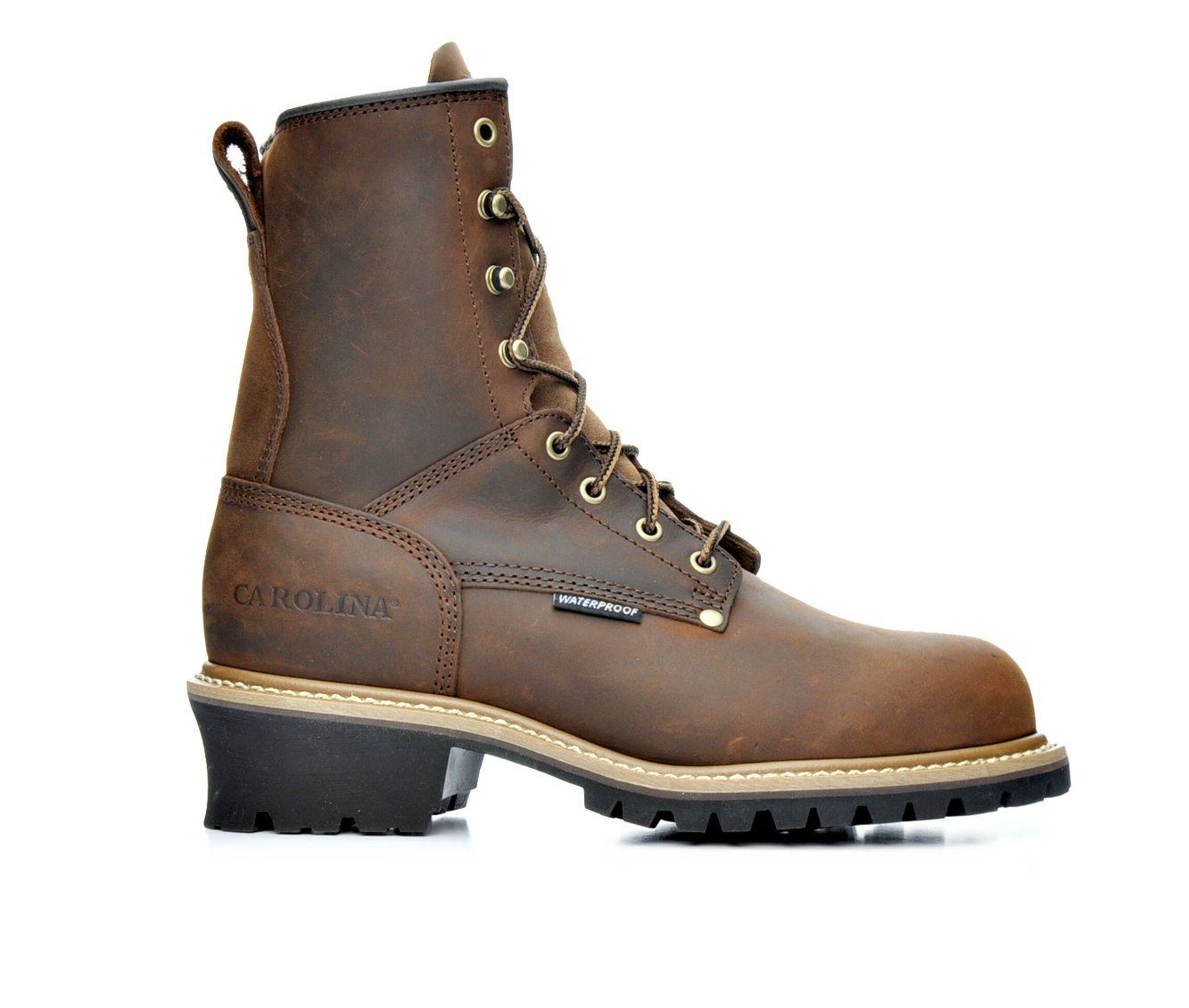 Carolina Boots CA9821 8 In Steel Toe Waterproof Men's Boots (Brown Leather)