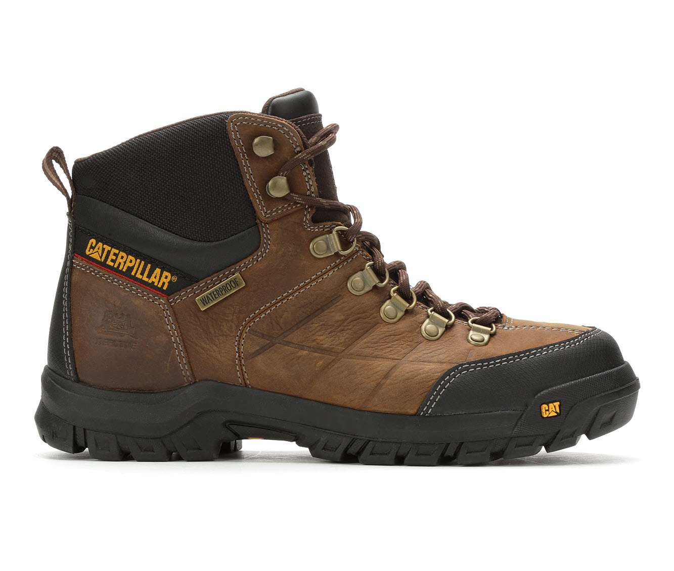 Caterpillar Threshold Waterproof Steel Toe Men's Boots (Brown Leather)